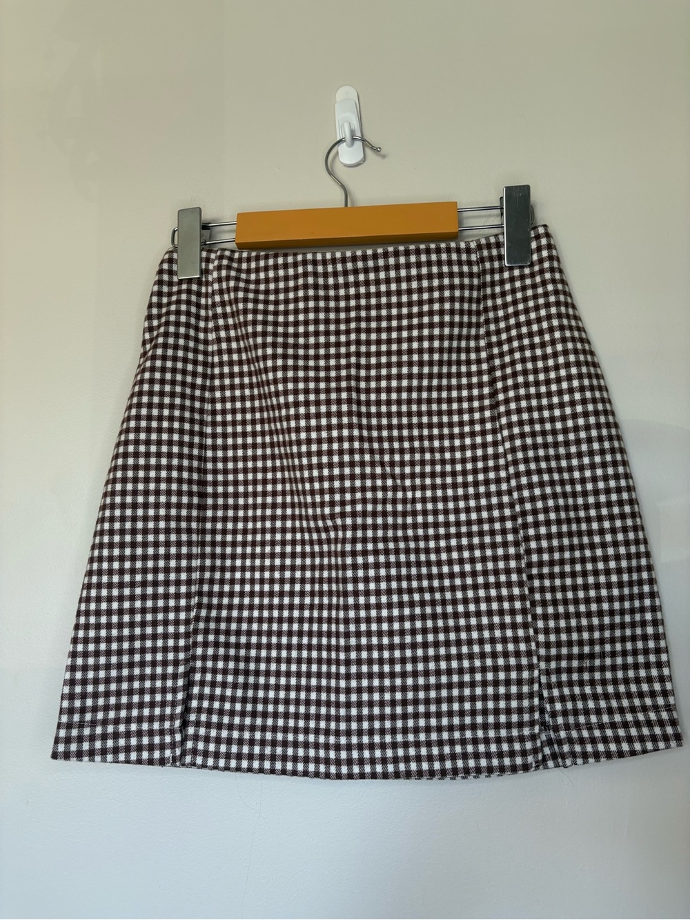 love on a hanger Brown and White Gingham Mini Skirt